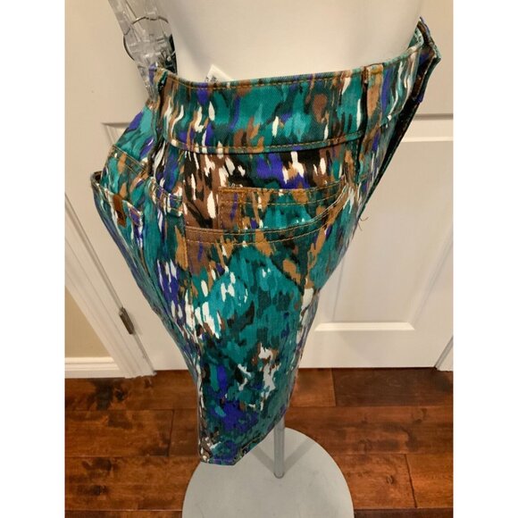 Joe's Jeans "Forest Enchanted " Green Splatter Print Denim Mini Skirt, Size 27 - Picture 3 of 7